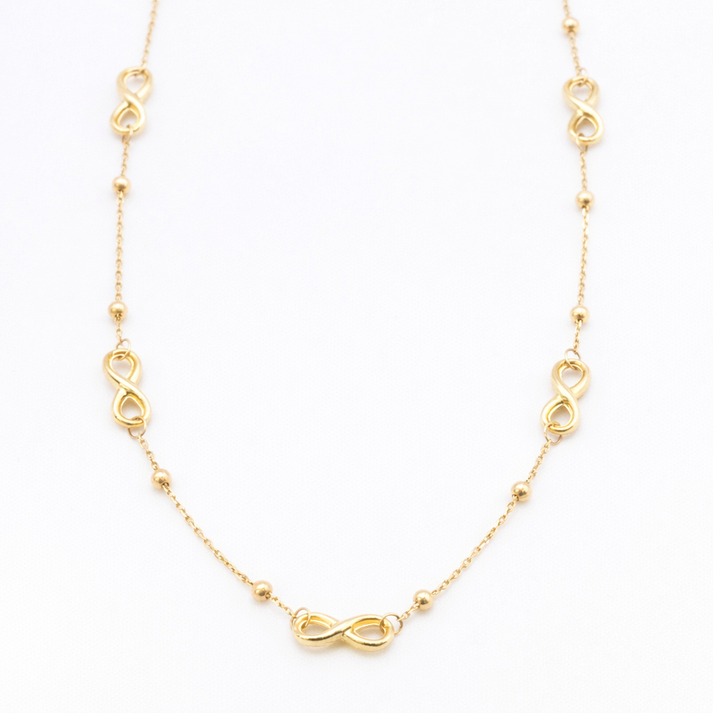 18K Solid Gold Infinity Necklace