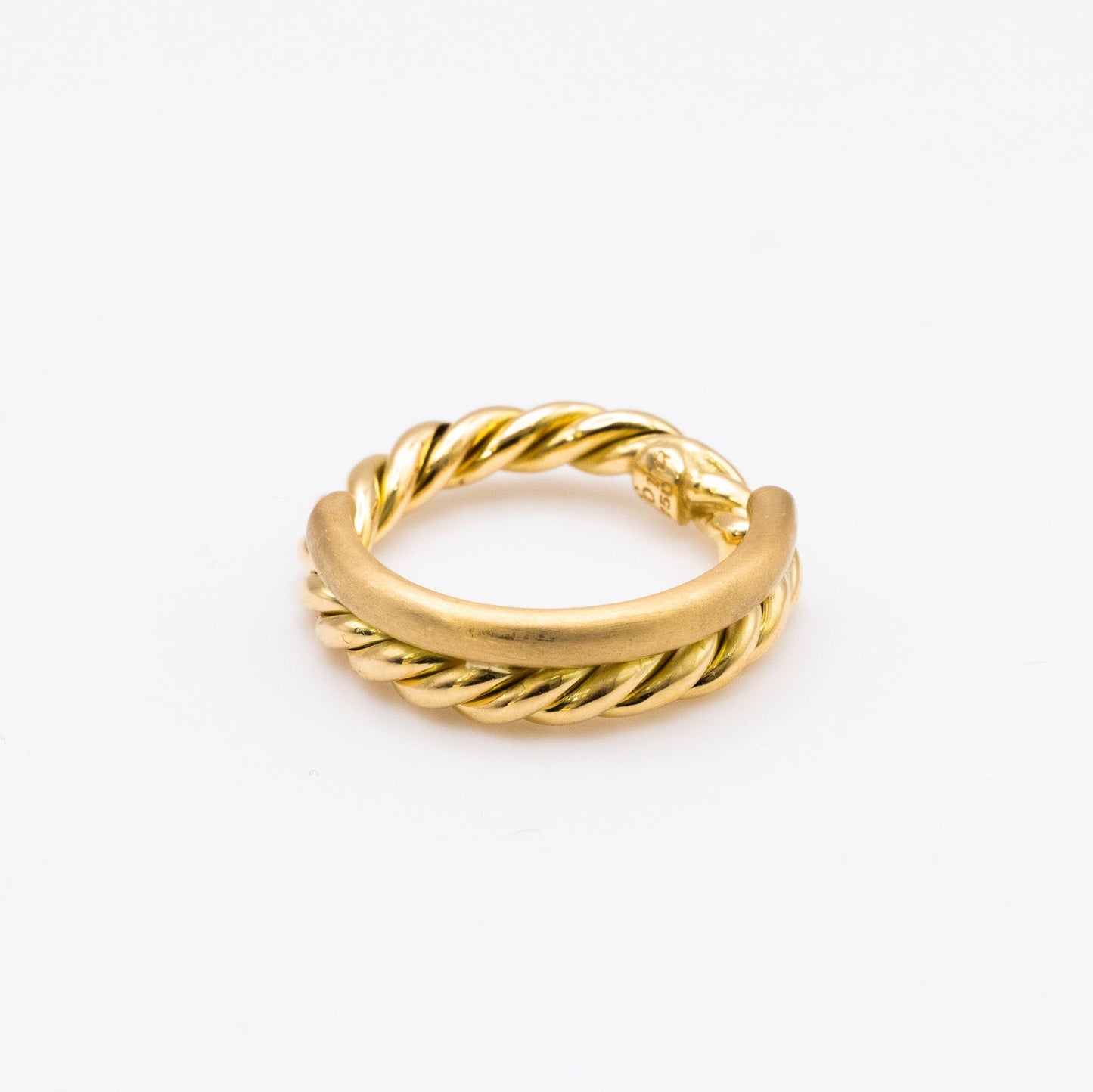 Rope and Matte Ring in 18K