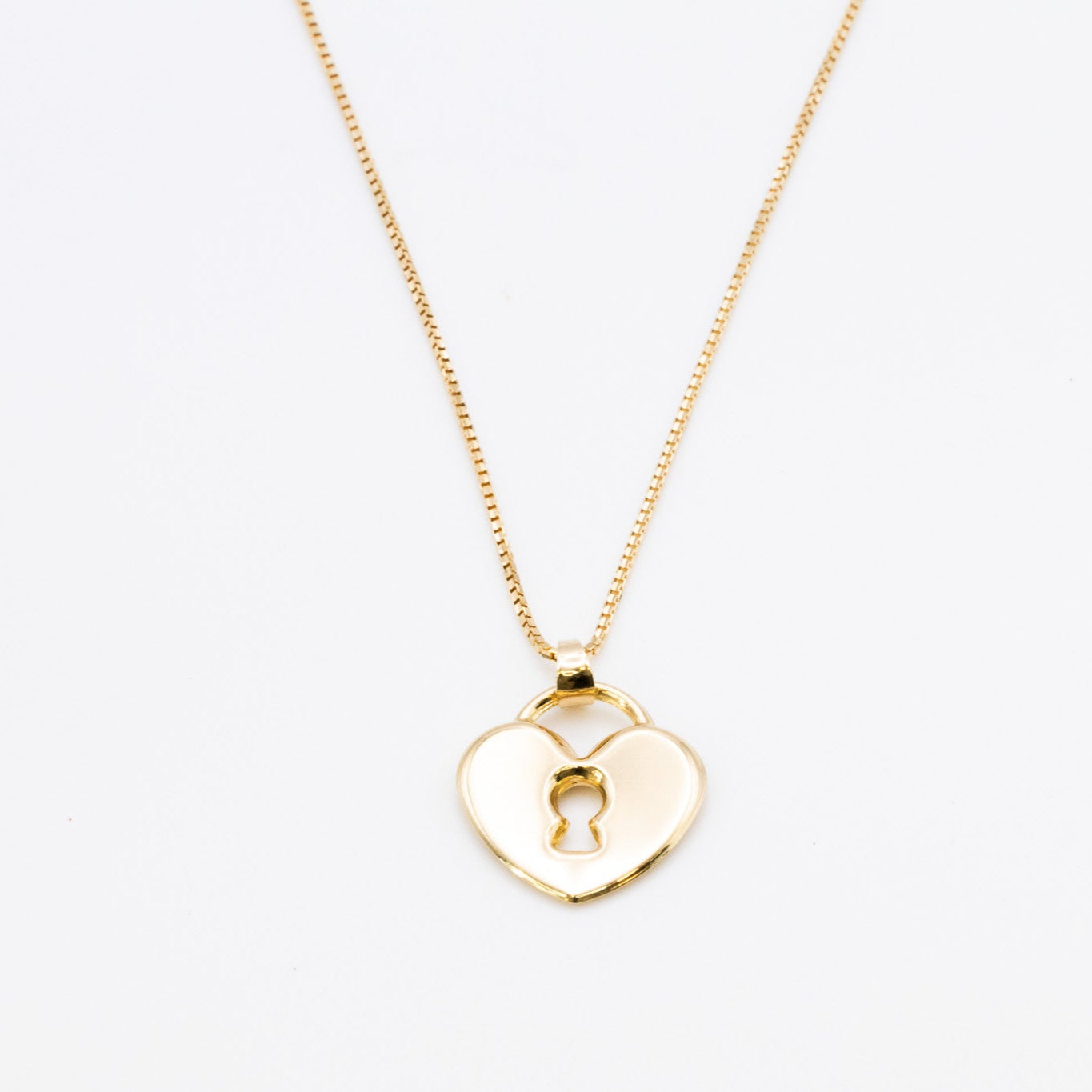 18K Love Lock and Box Necklace
