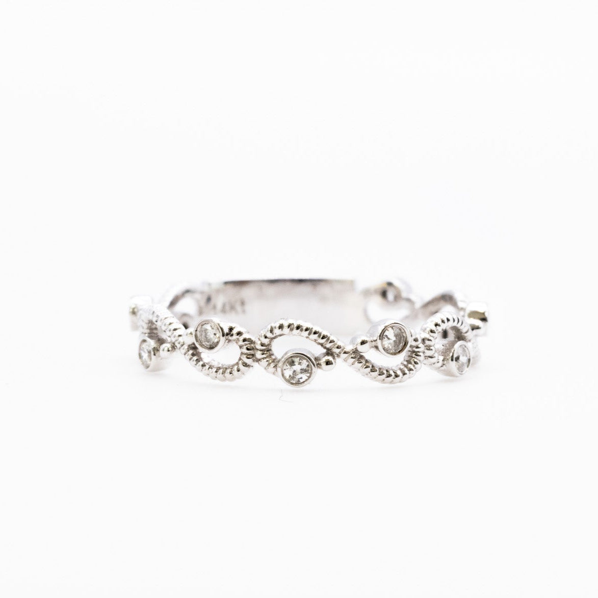 14K Floral Band with Natural Diamonds.