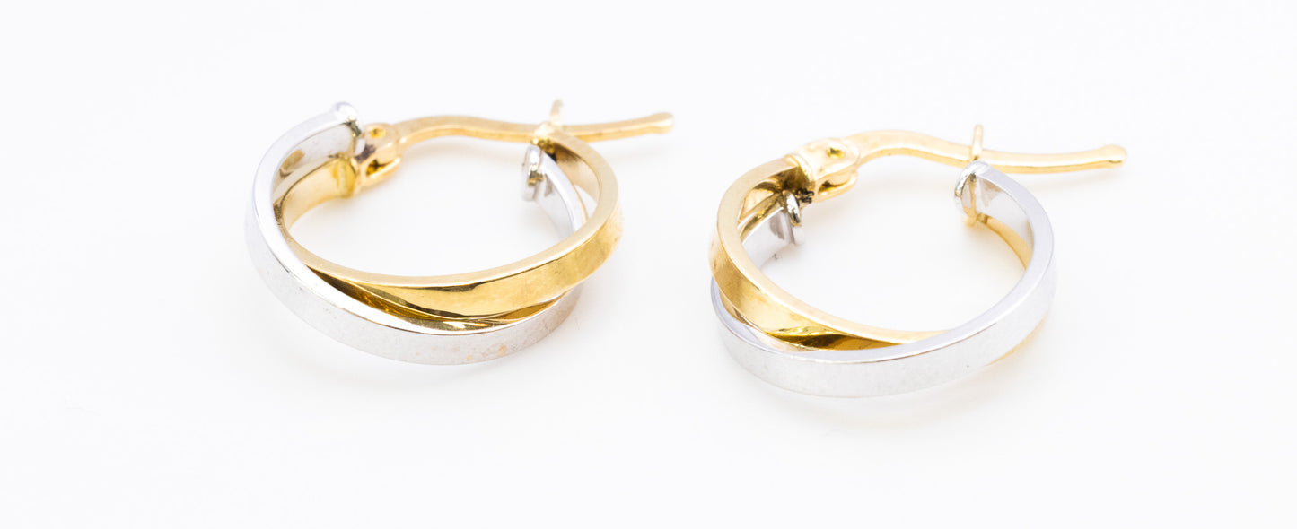 Two Tone Earrings in 14K