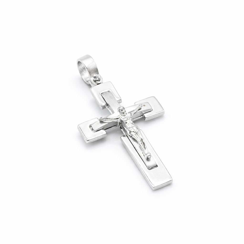 18K White Gold Crucifix Pendant