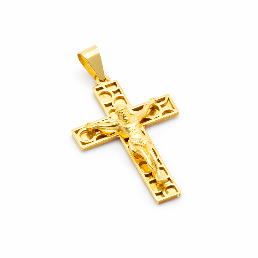 18K Solid Gold Crucifix Pendant
