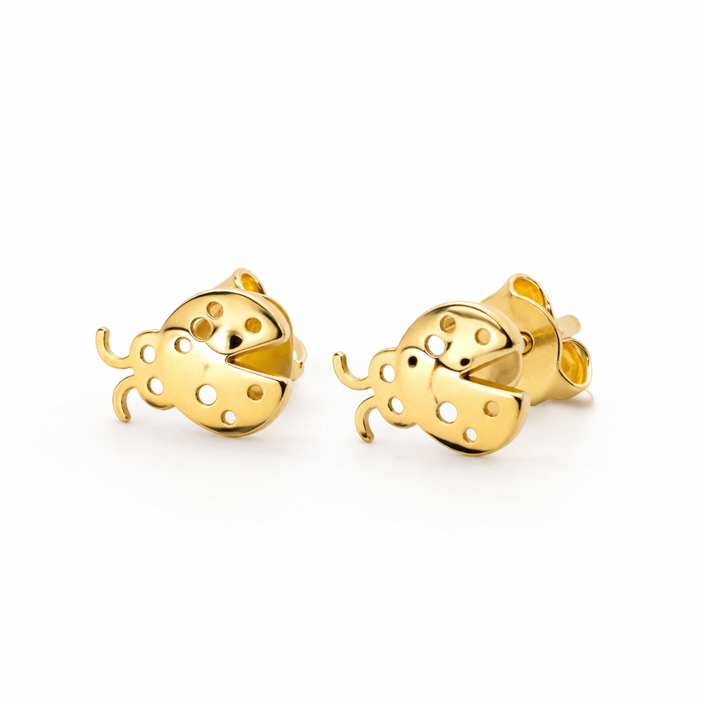 18K Solid Gold Ladybug Stud Earrings