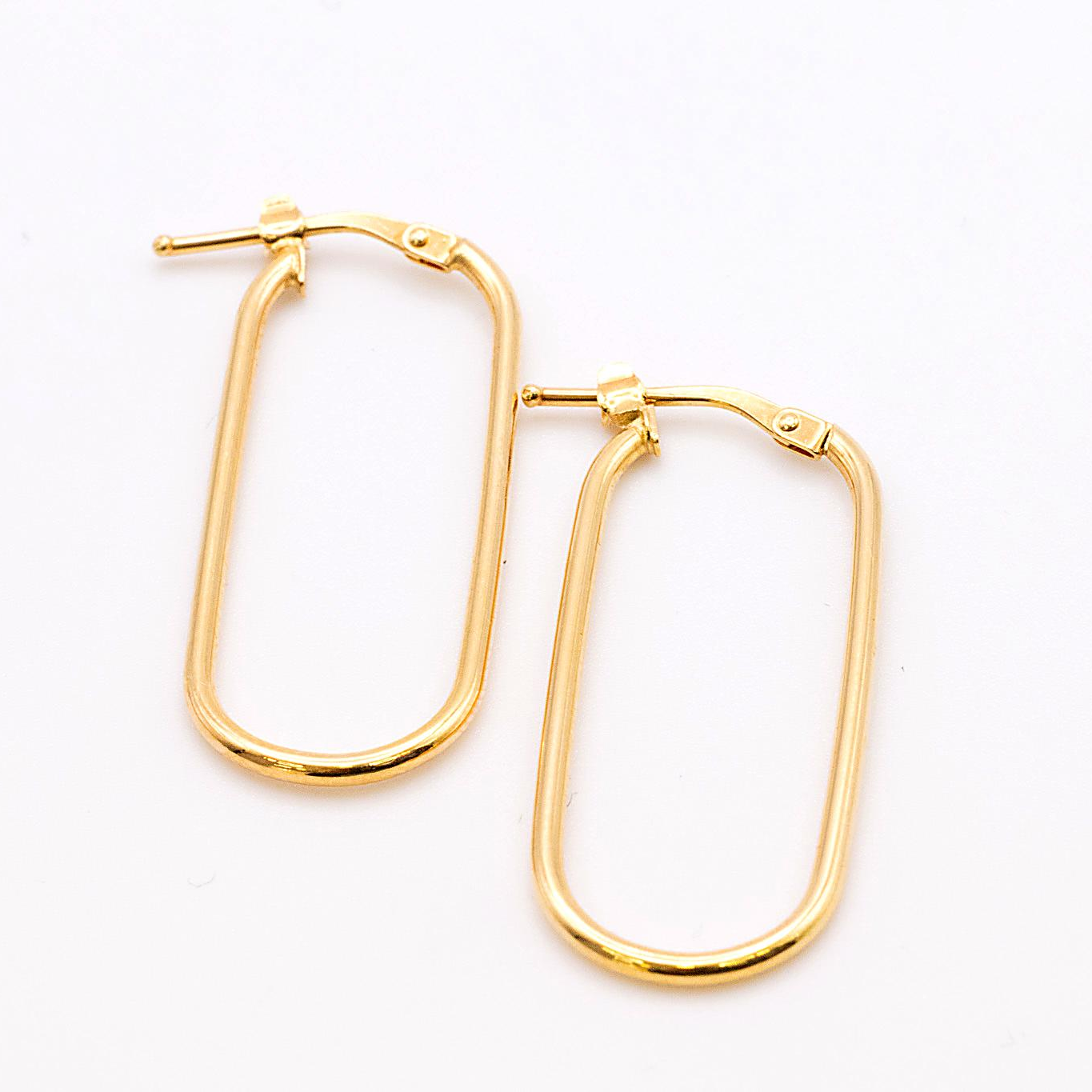 18K Minimalist Elongated Drop Hoops