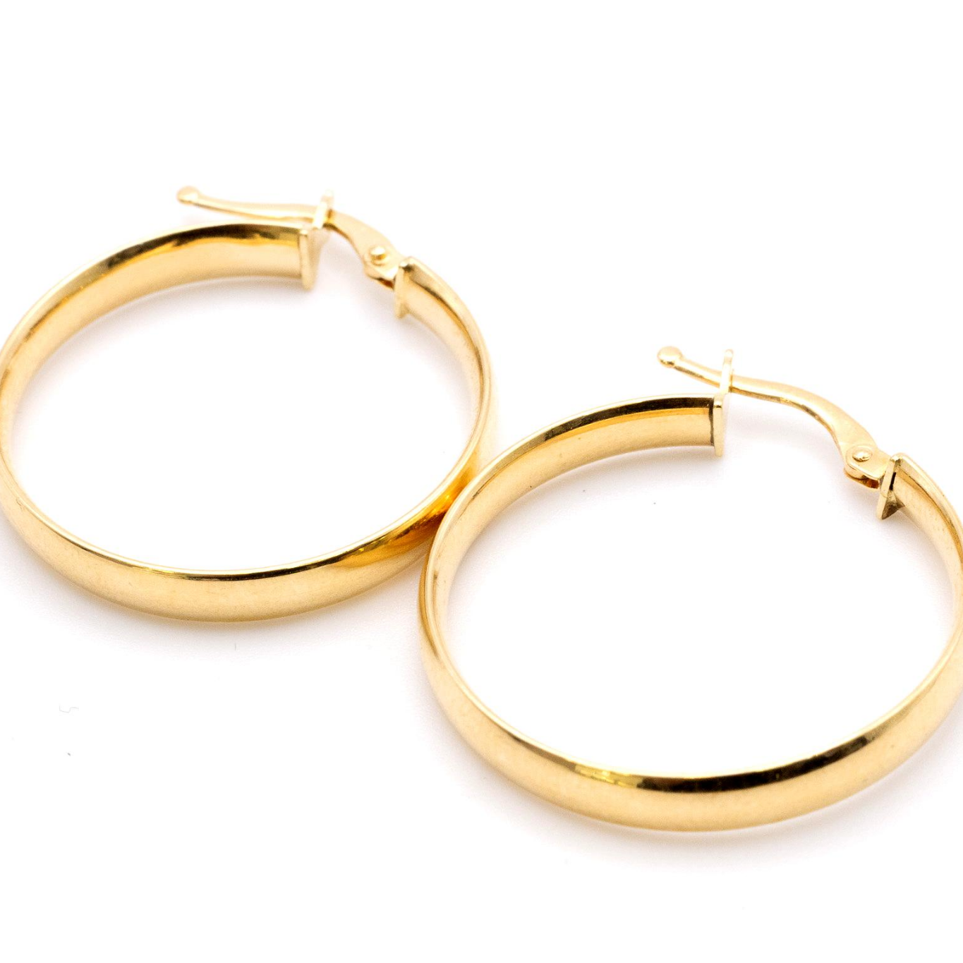 18K Solid Gold Classic Hoop Earrings