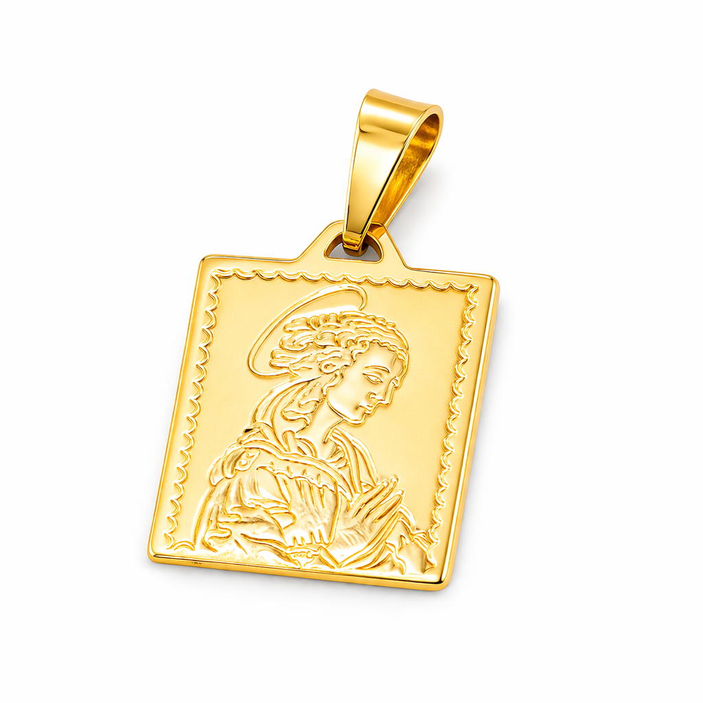 18K Solid Gold Saint Pendant