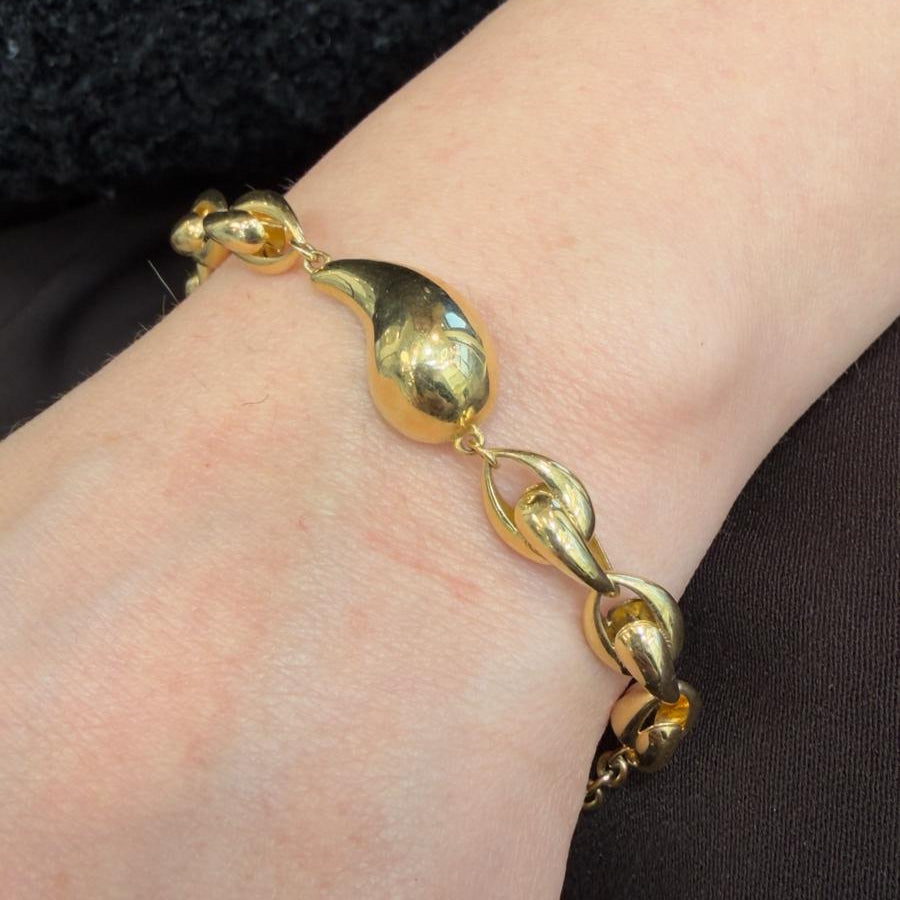 18K Sculpted Drop-Link Bracelet