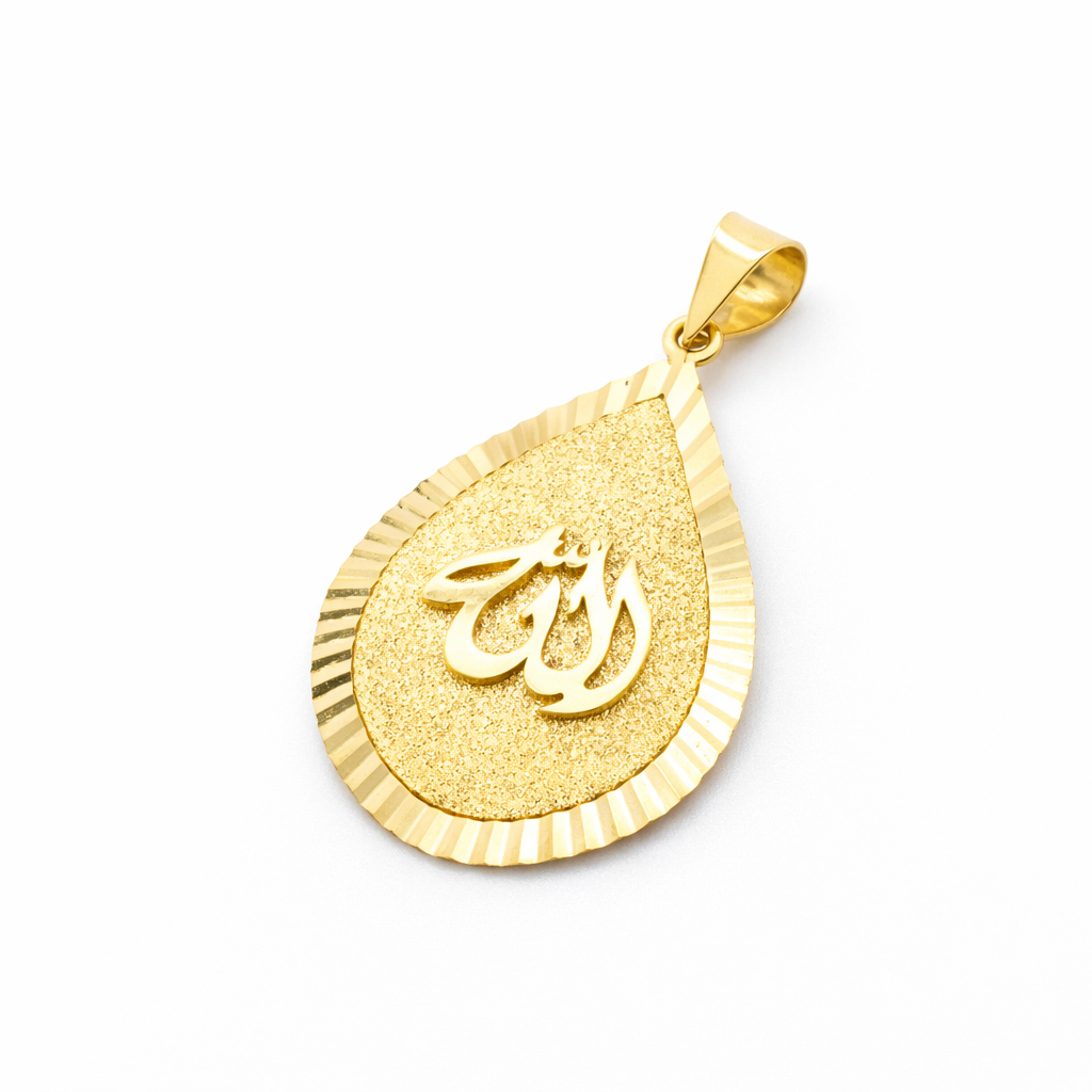 18K Gold Allah Teardrop Pendant