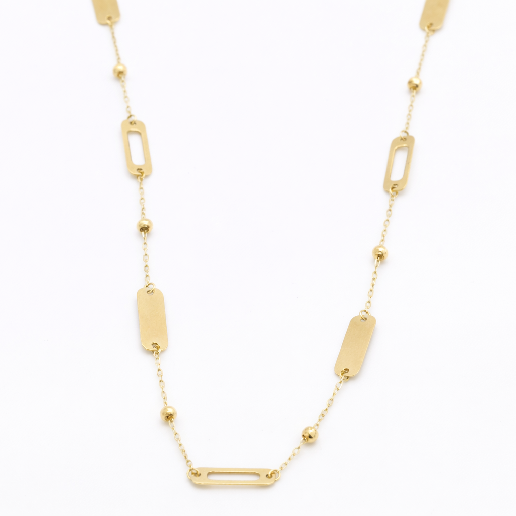 18K Solid Gold Station Necklace