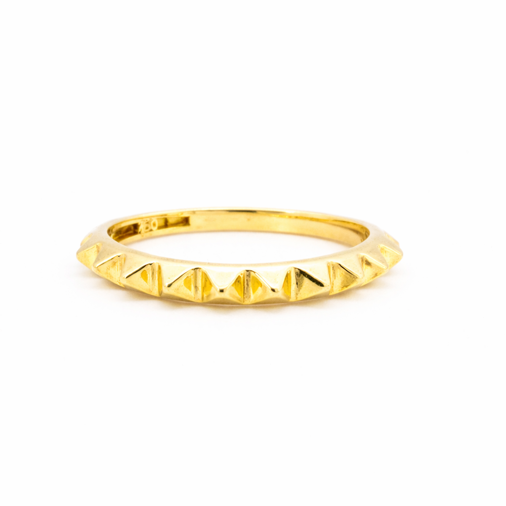 18K Solid Gold Pyramid Stud Ring