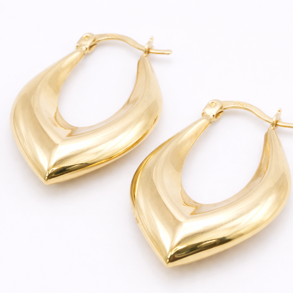 18K Gold Teardrop Hoop Earrings