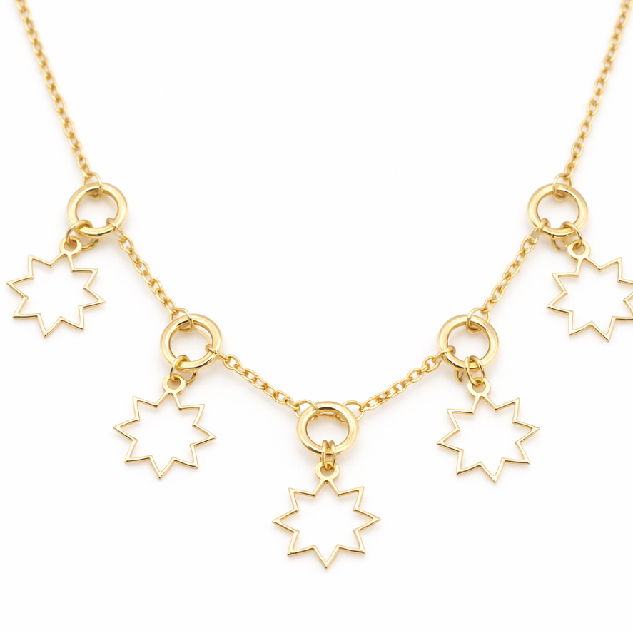 18K Solid Gold Star Charm Necklace