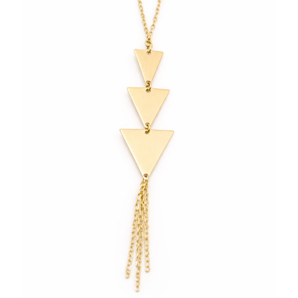 18K Solid Gold Triangle Drop Necklace