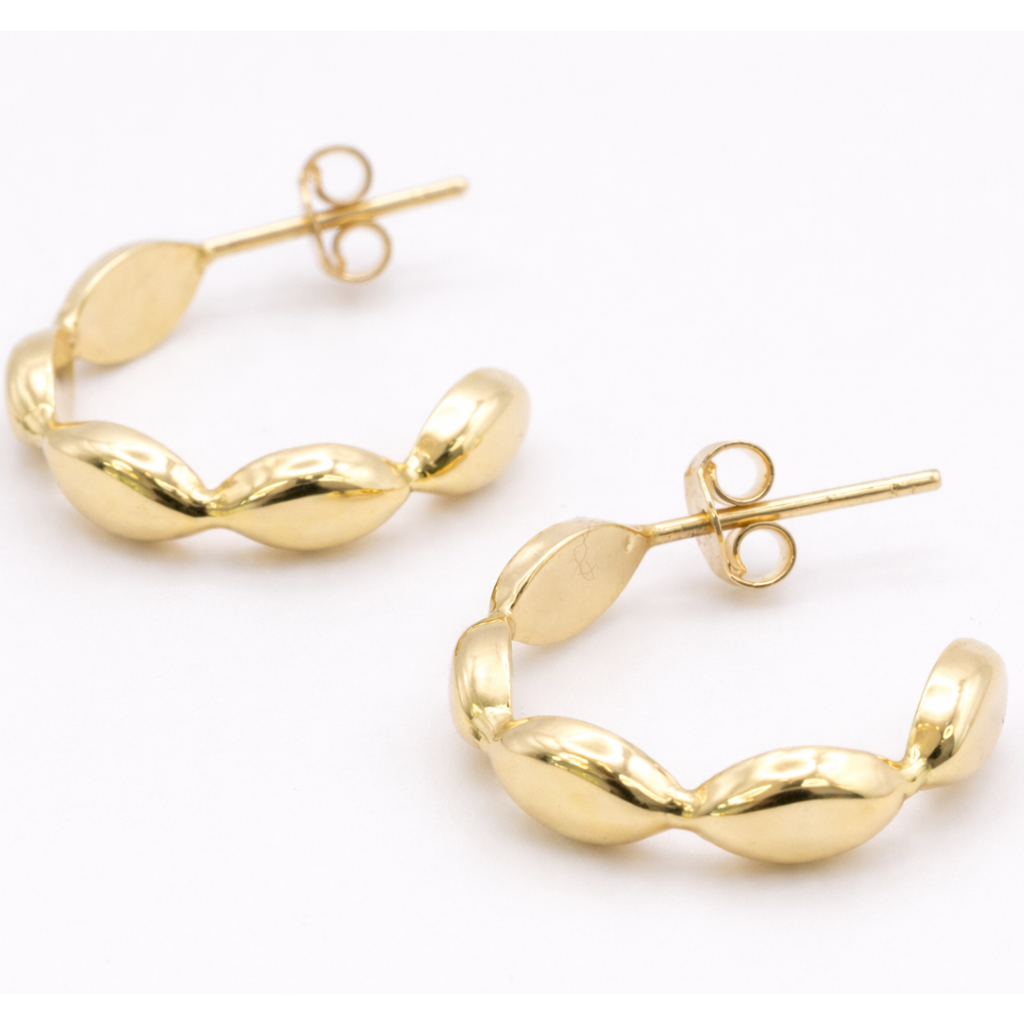 18K Solid Gold Twisted Huggie Earrings
