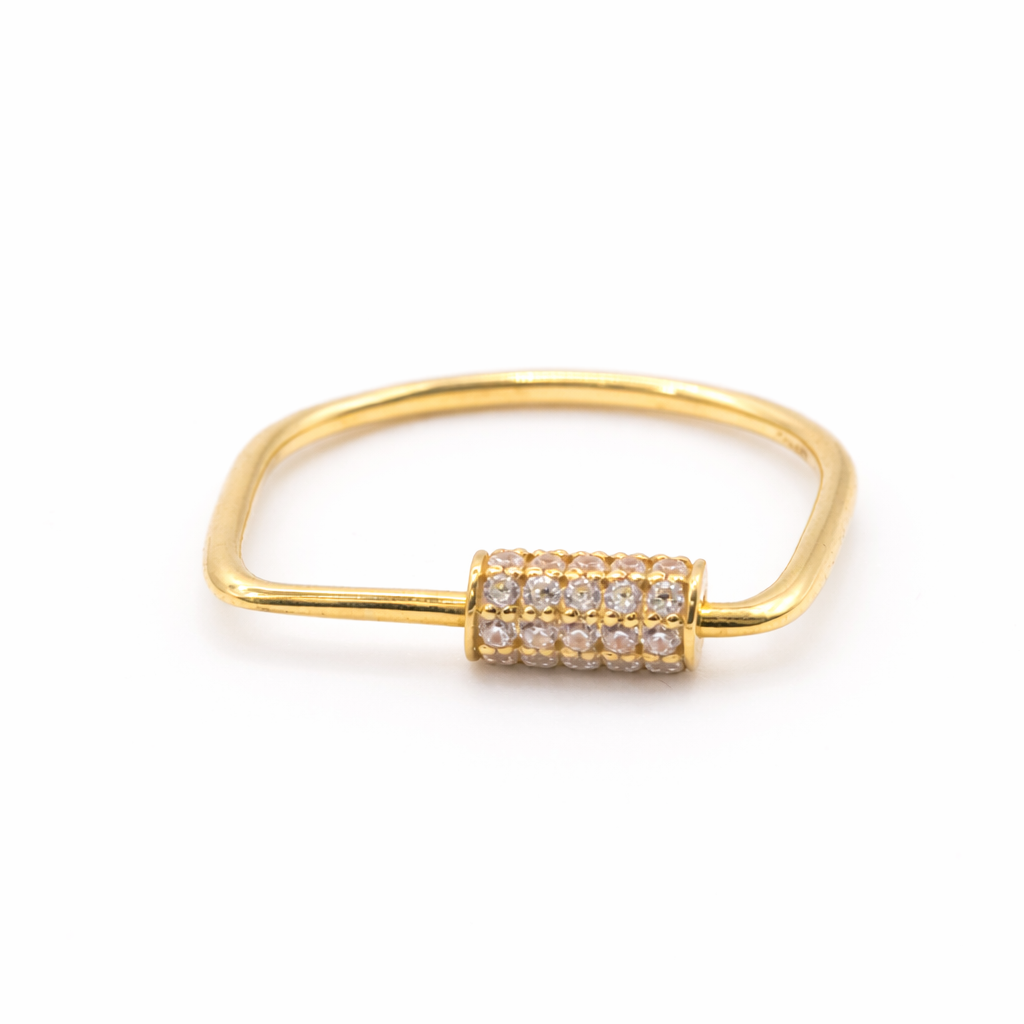 18K Solid Gold cz Pavé Ring