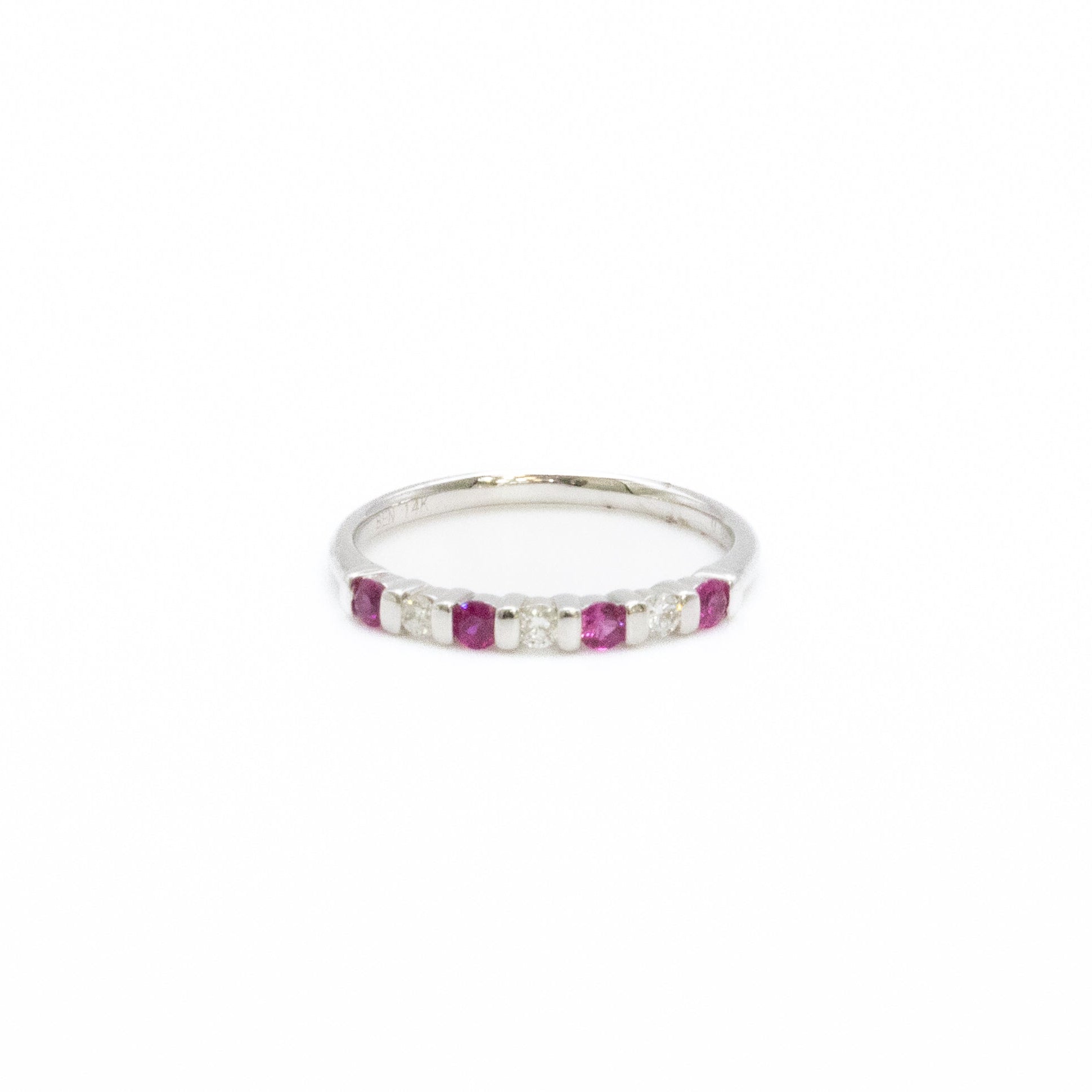 Ruby Diamonds Bar-Set Band in 14K