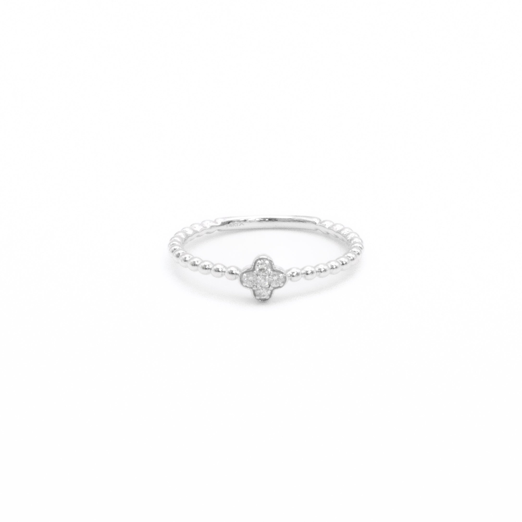 Beaded Clover Ring 14K
