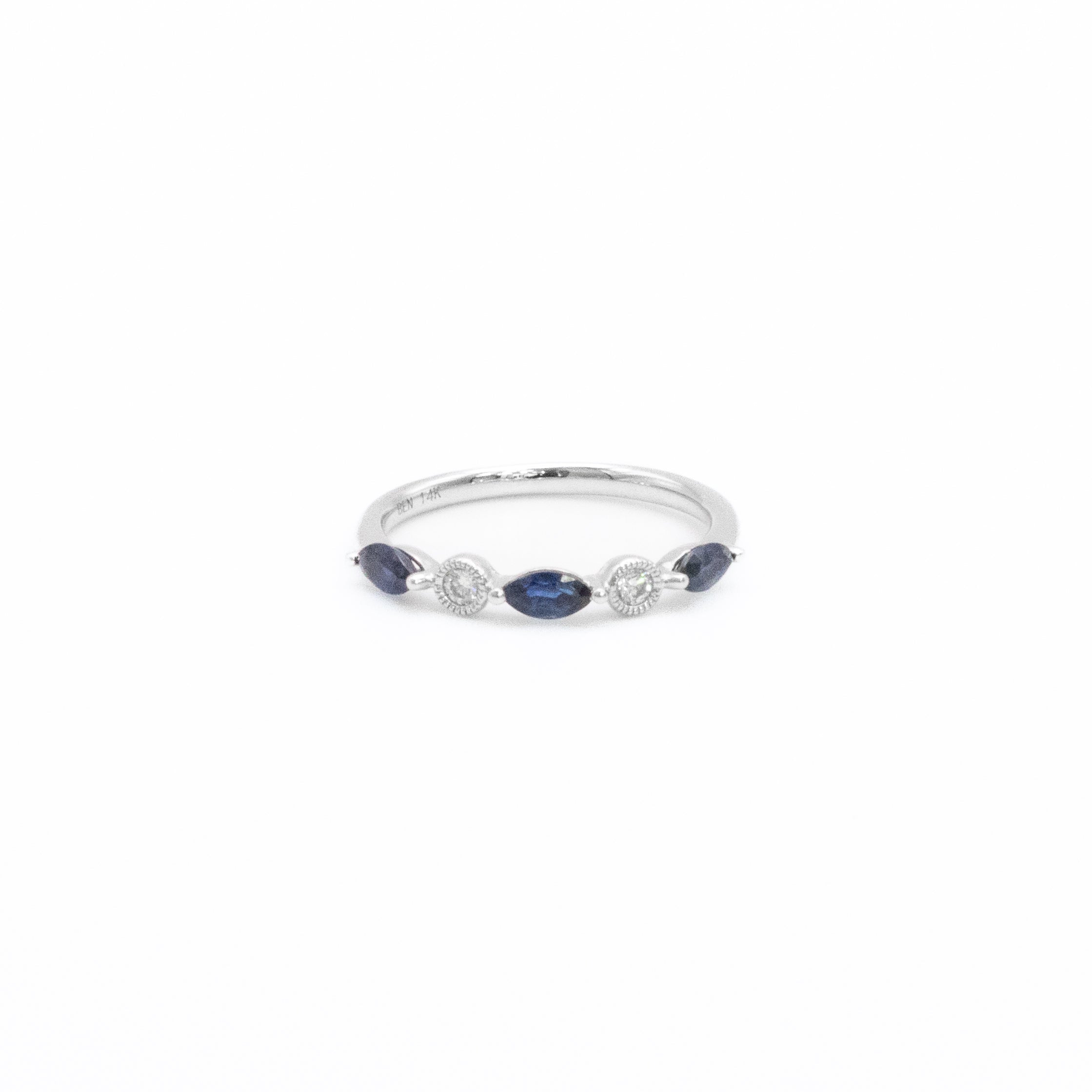 Sahpire & Diamond Flow Band in 14K