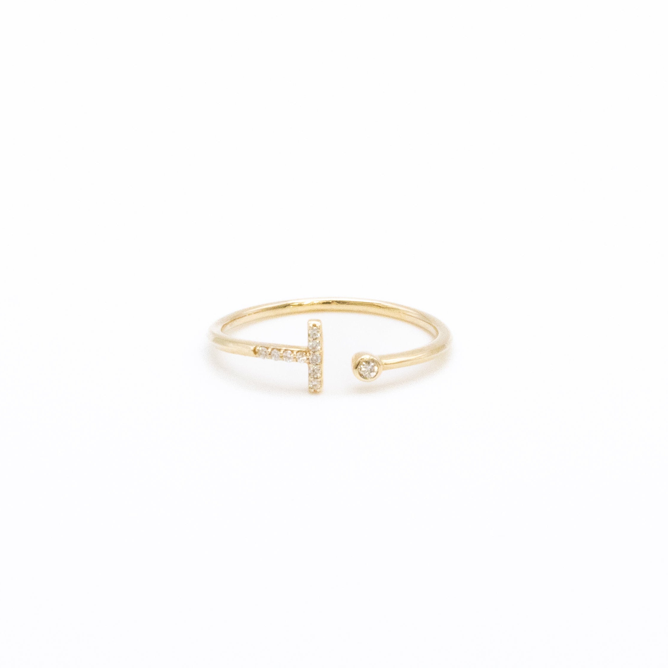 Open Bar Diamonds Ring in 14K