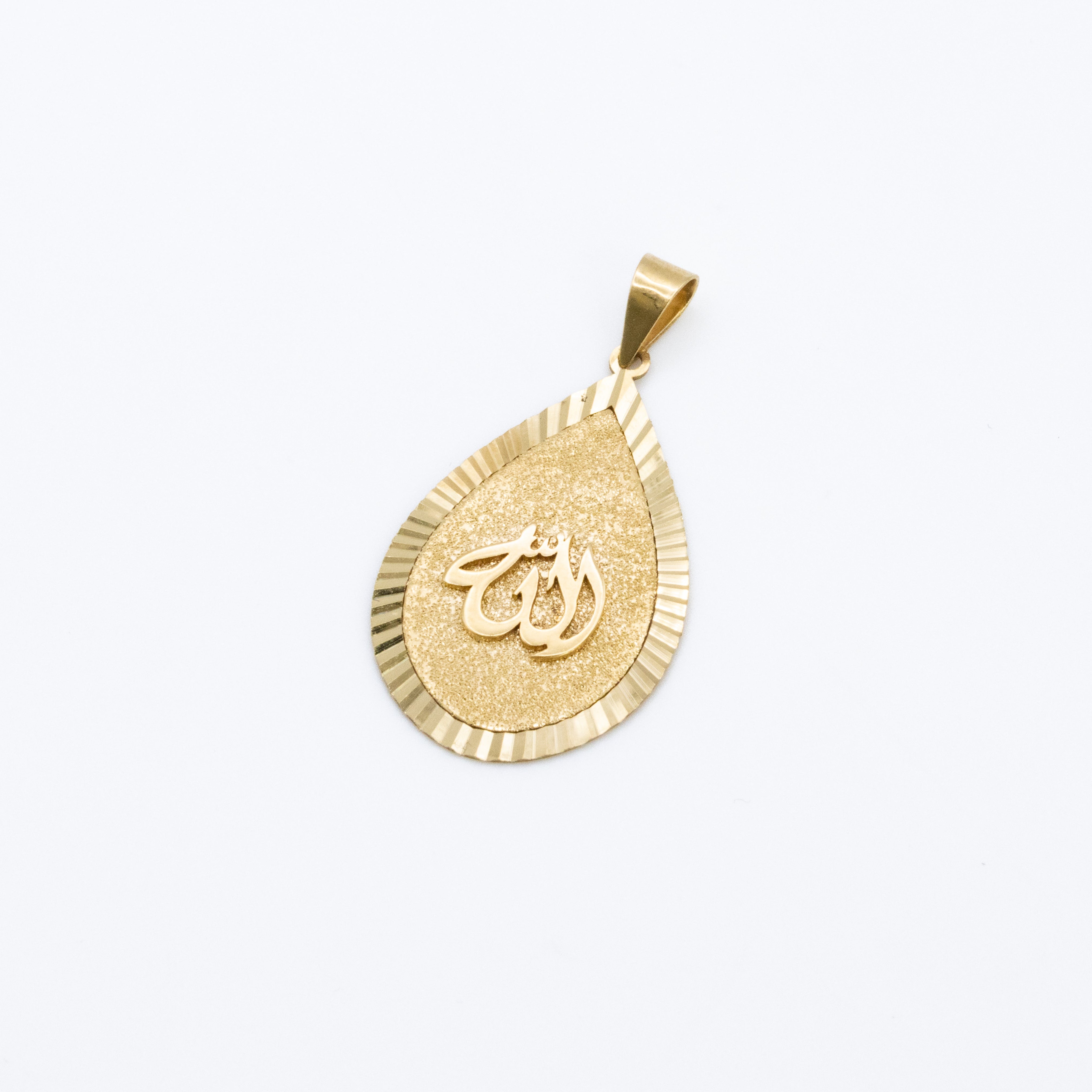 Allah Teardrop Pendant — 18K Solid Gold
