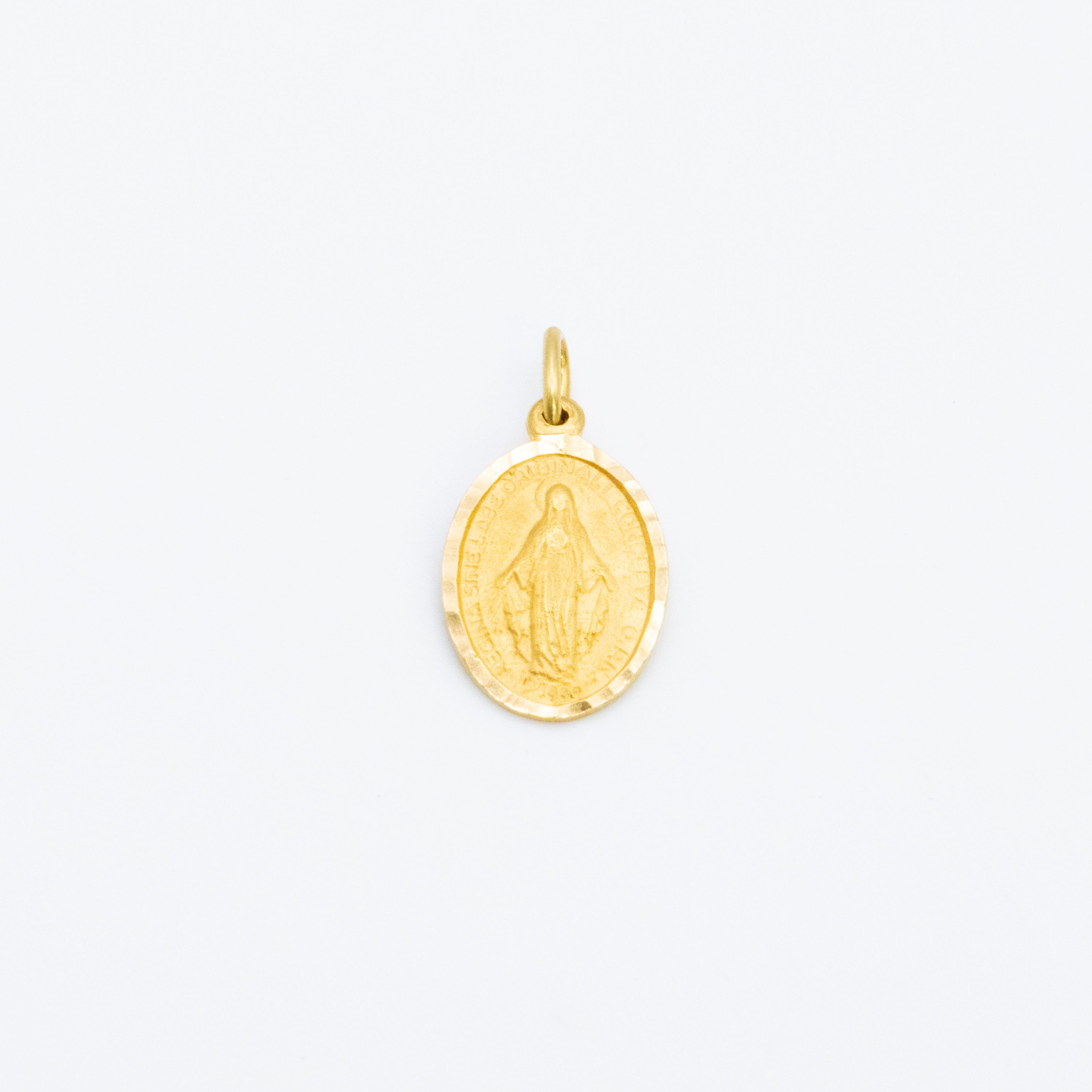 Virgin Mary Oval Medal 18K Solid Gold