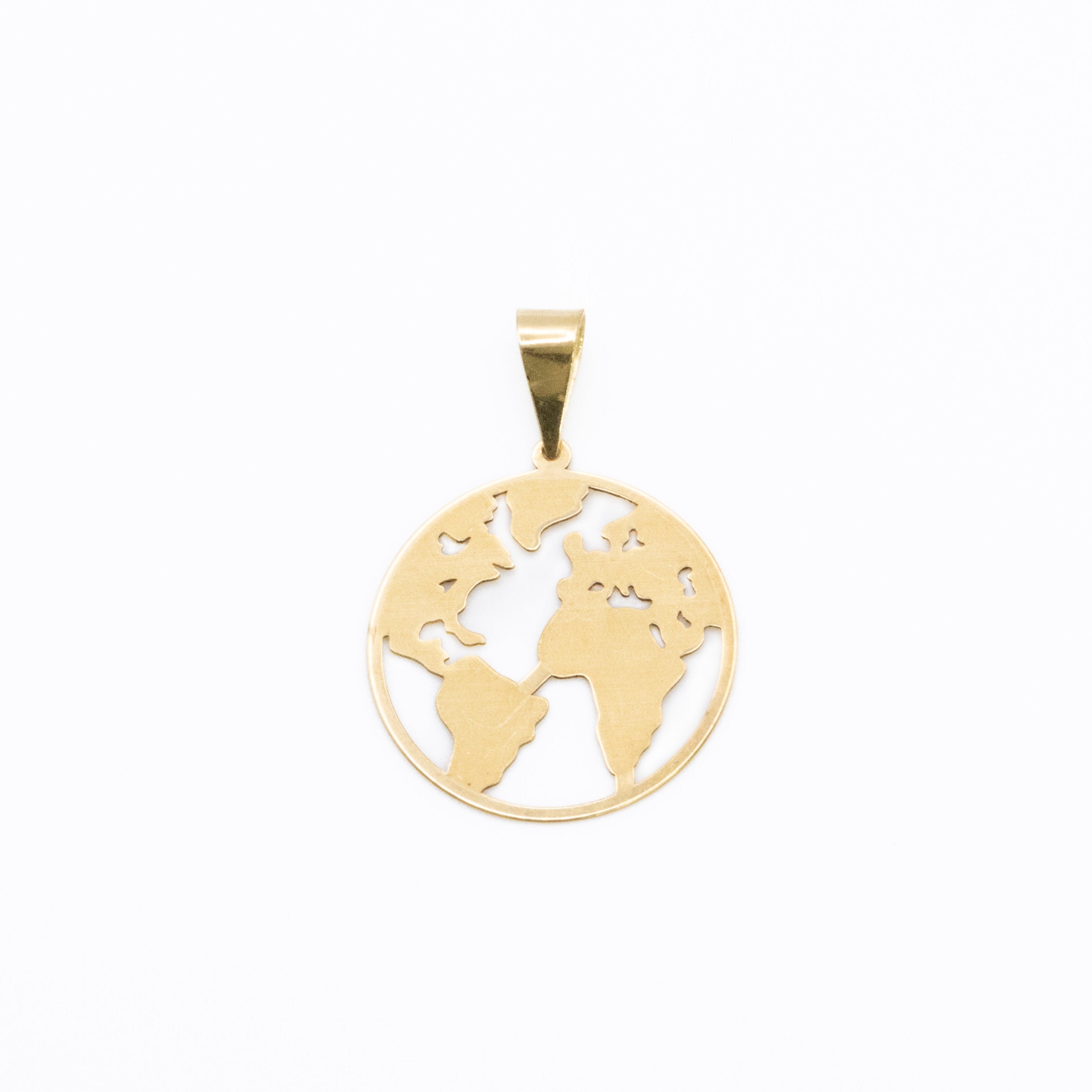 World Map Globe Pendant 18K Solid Gold