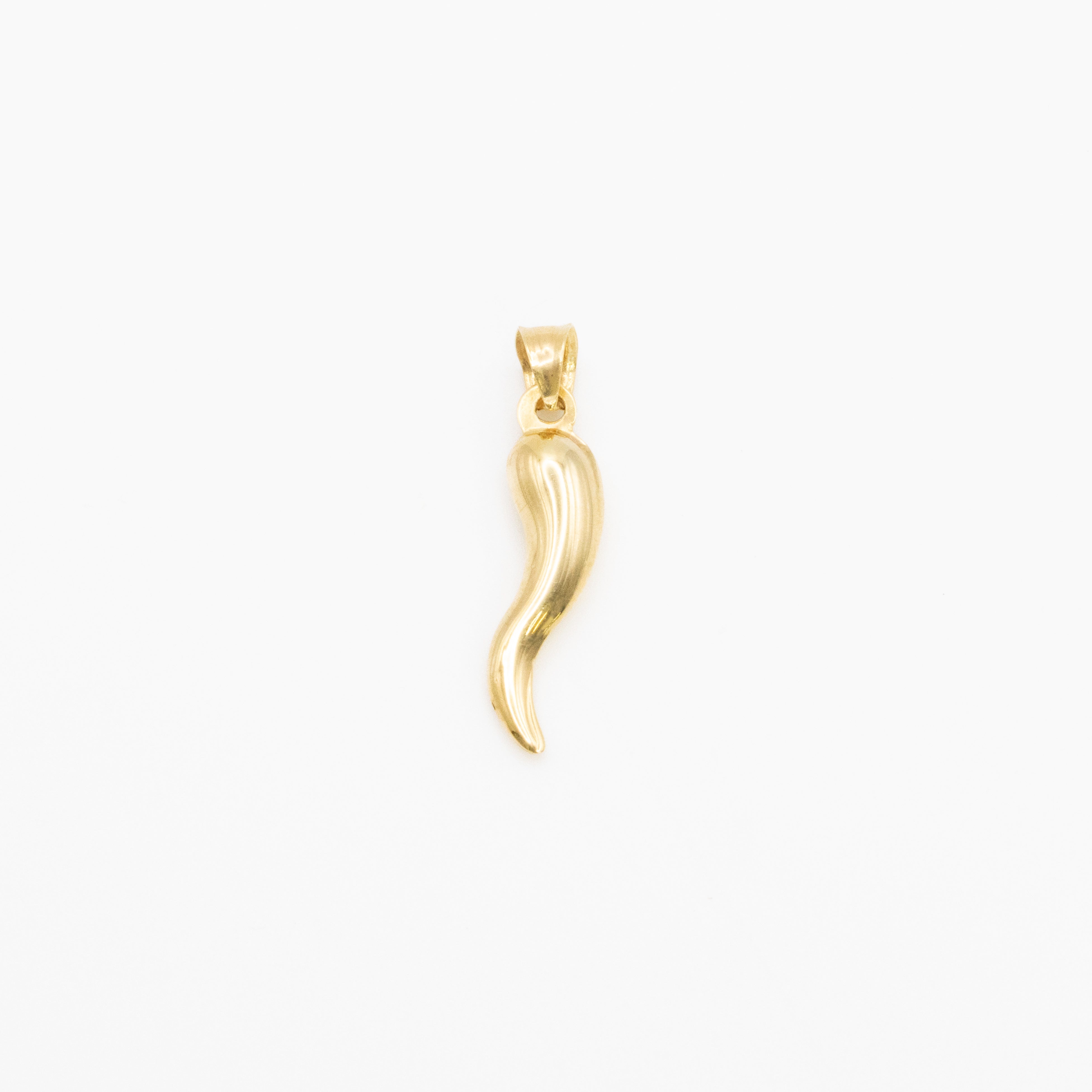 Mini Italian Horn Charm — 14K Solid Gold
