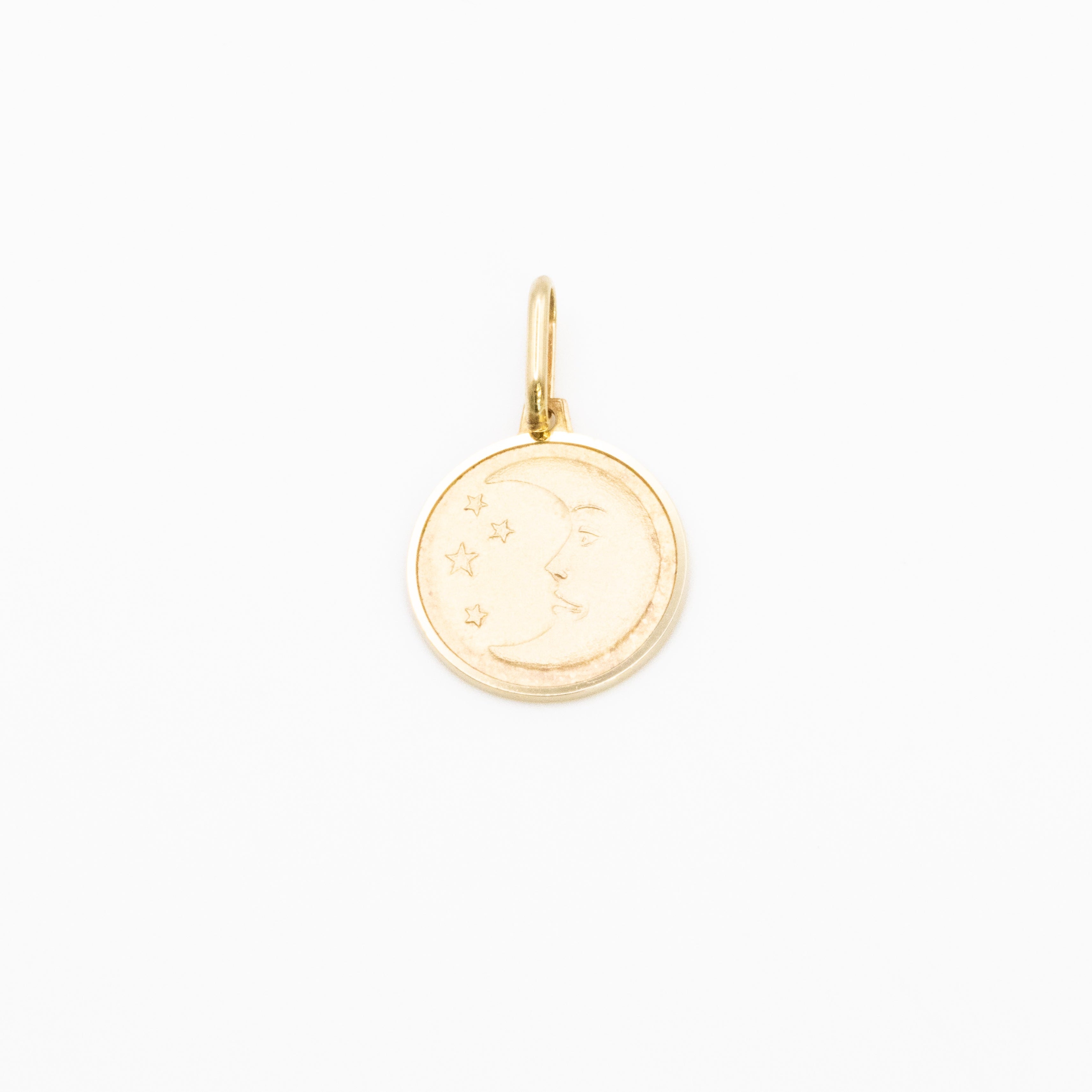 Luna & Stars Coin Charm — 14K Solid Gold