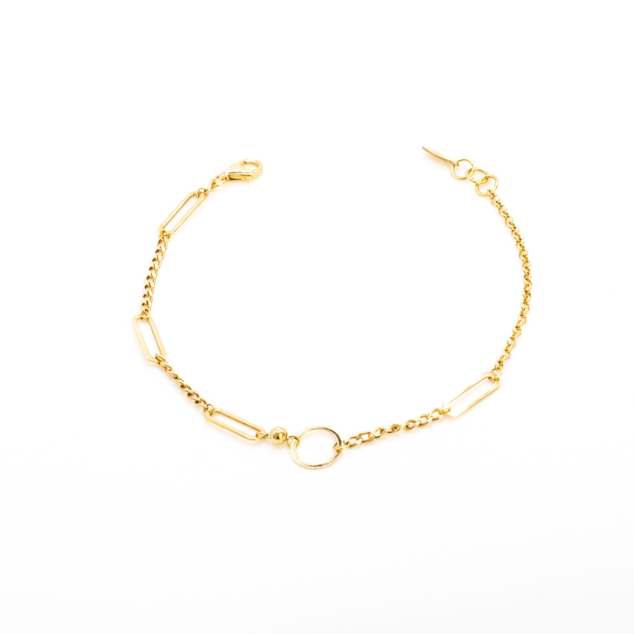 18K Mixed Chain Bracelet With Circle Center