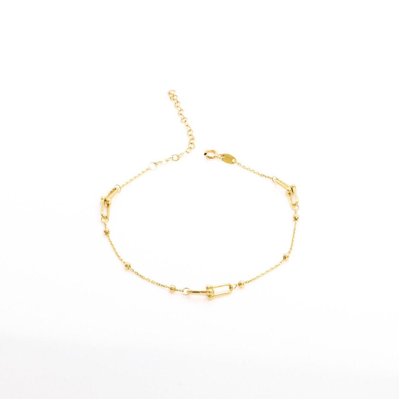 18K Adjustable Beaded Paperclip Bracelet