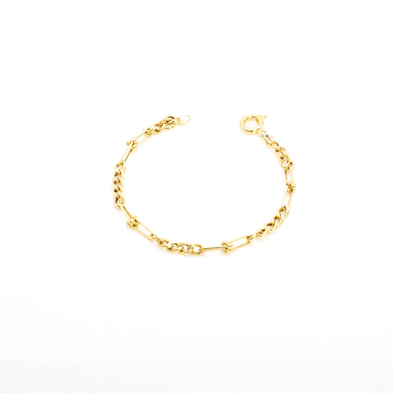 18K Mini Curb "Tiff" Paperclip Mix Bracelet