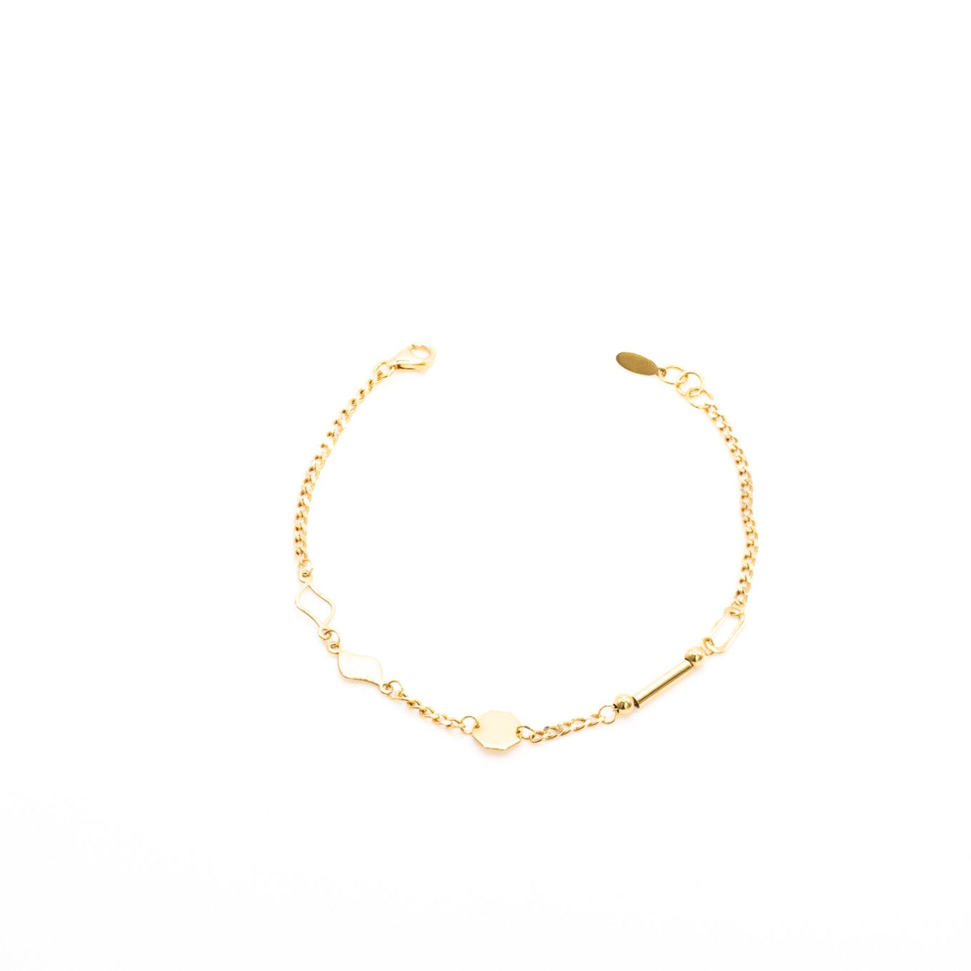 18K Mixed Shapes Link Bracelet