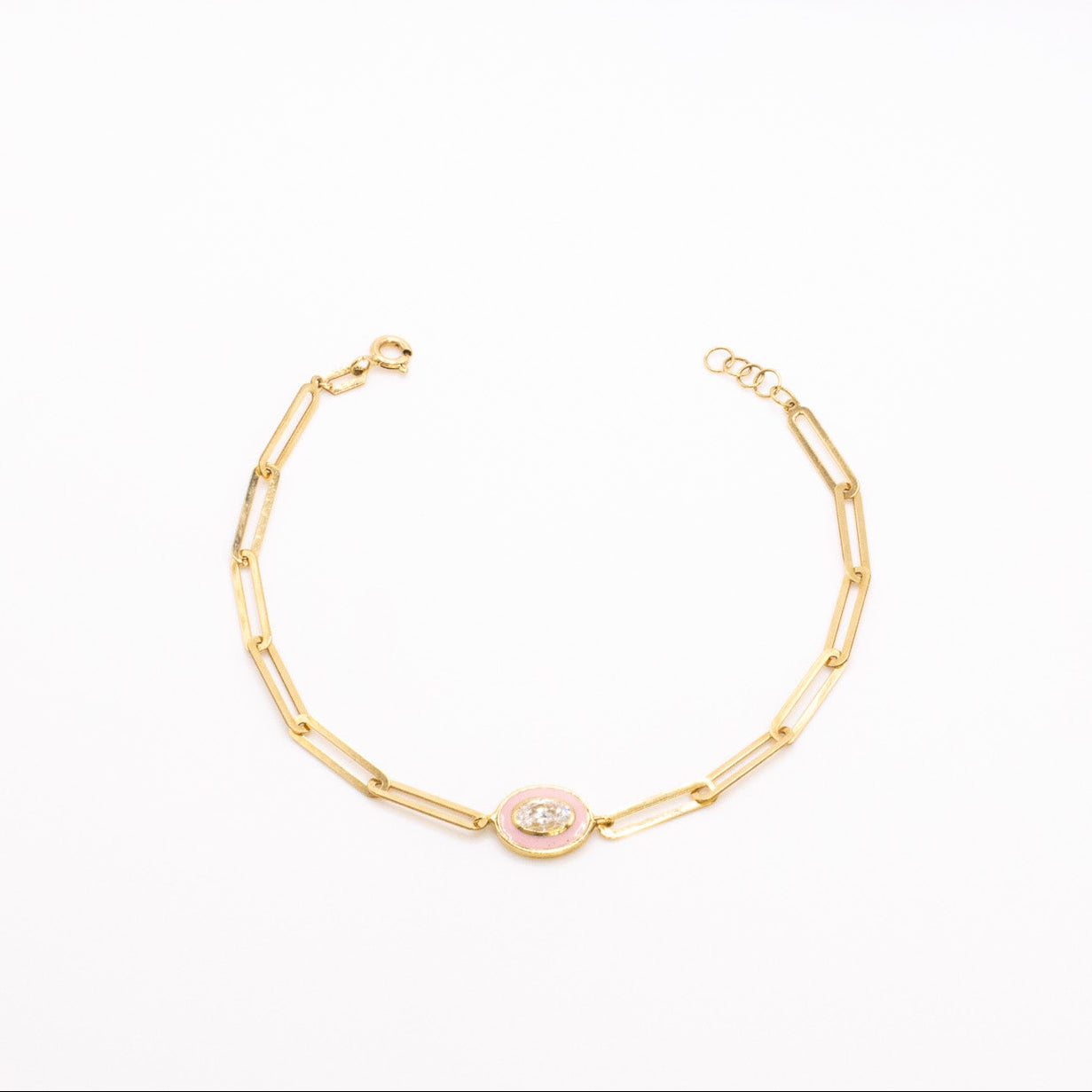 18K Pink Evil Eye Link Bracelet