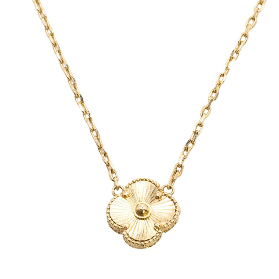 14k Textured Gold Clover Necklace