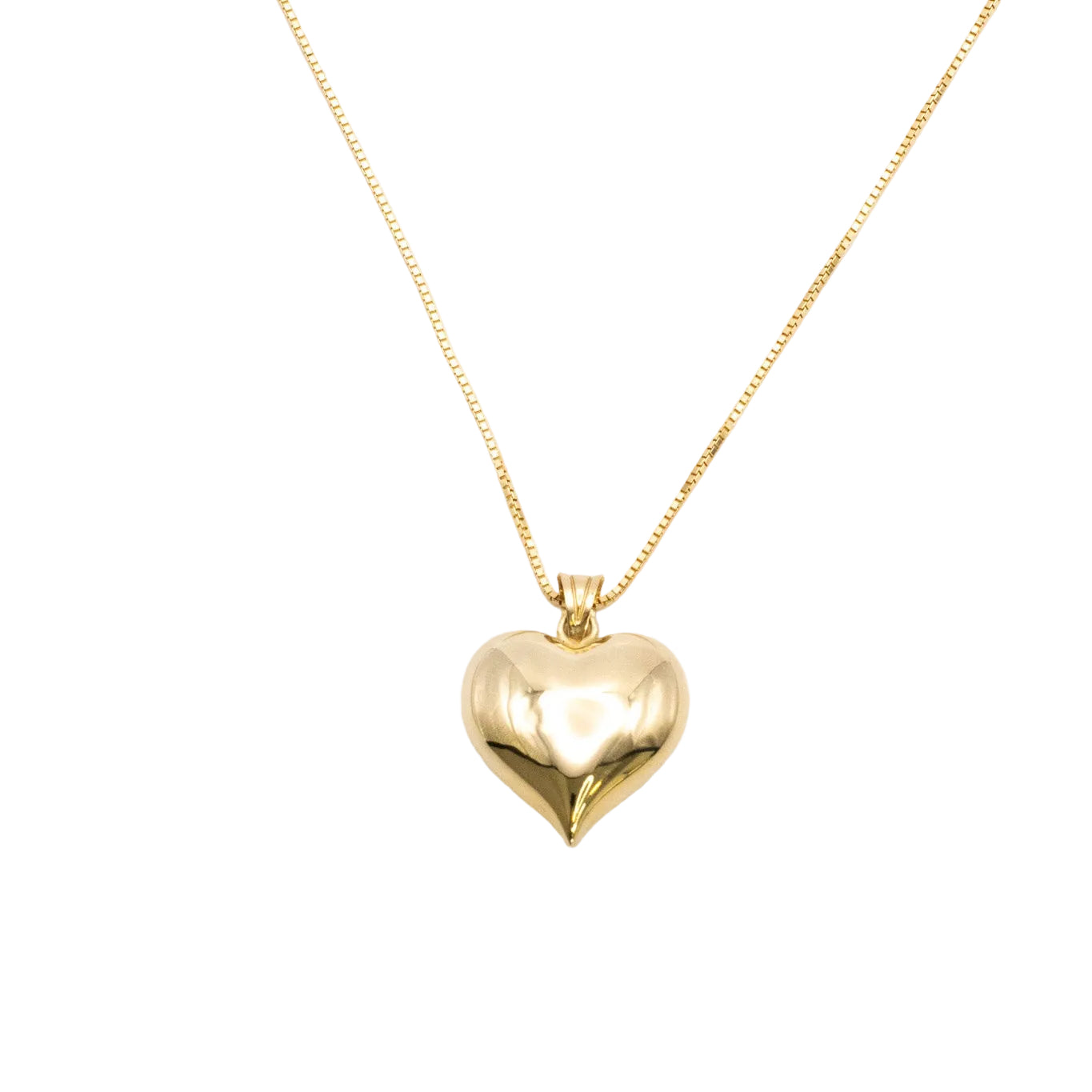 18K Gold Puffy Heart Necklace