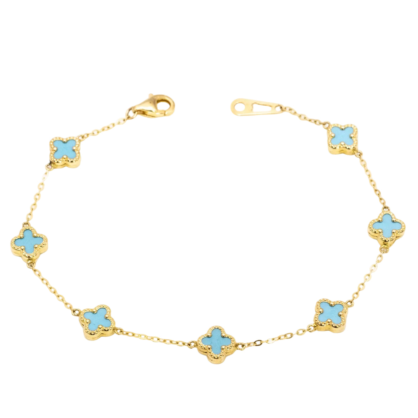 14K Turquoise Clover Bracelet