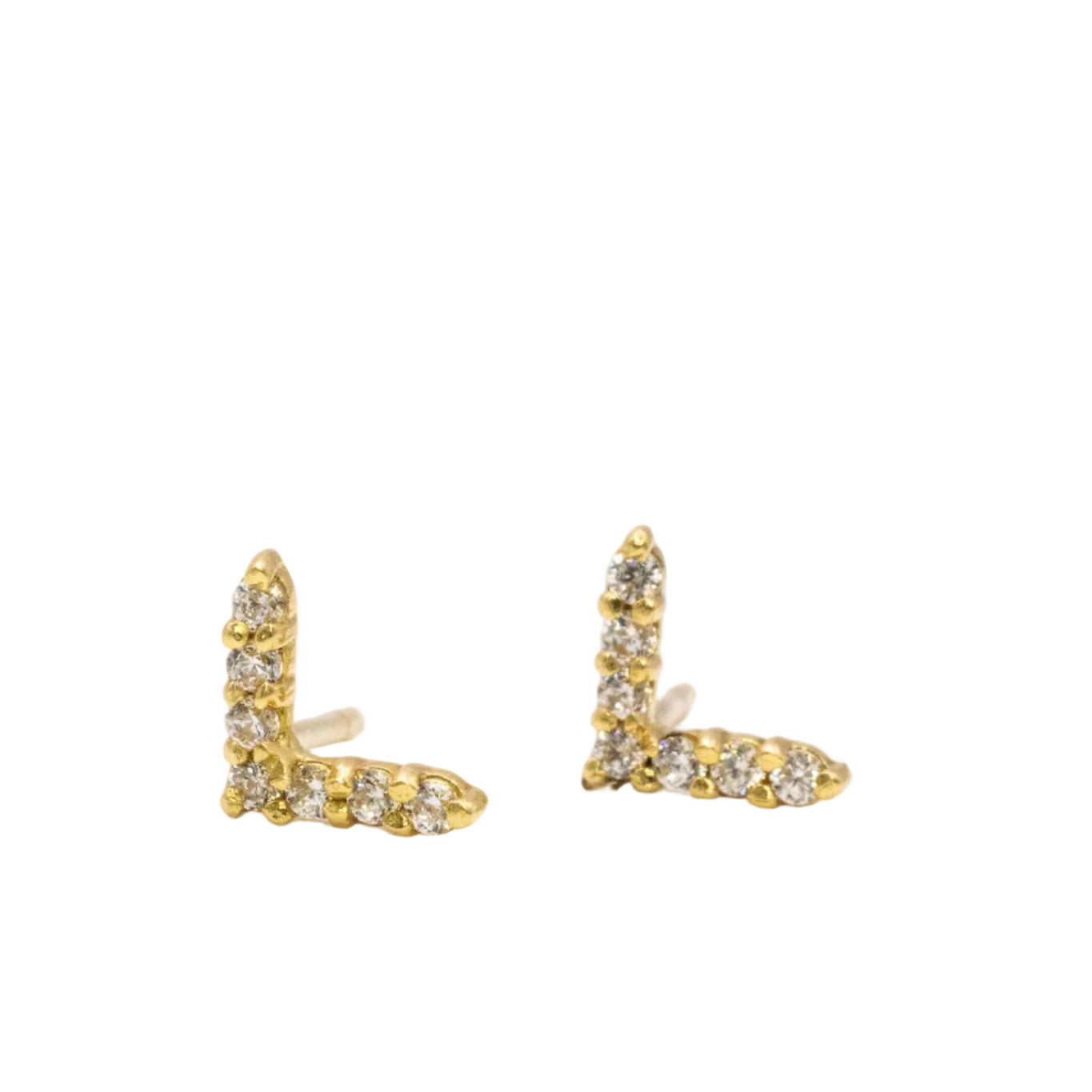 18K V Studs