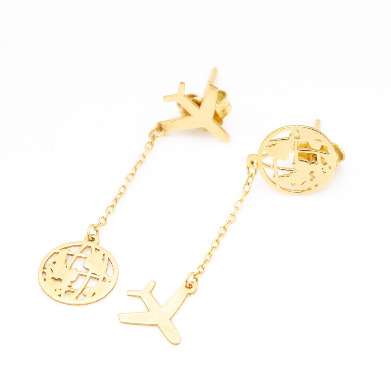18K Gold World Traveler Drop Earrings