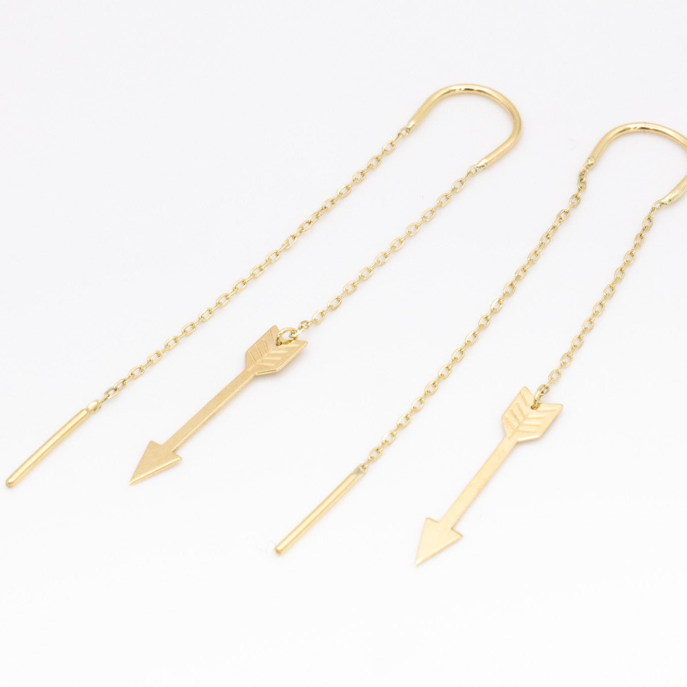 Minimalist 18K Gold Arrow Threader Earrings