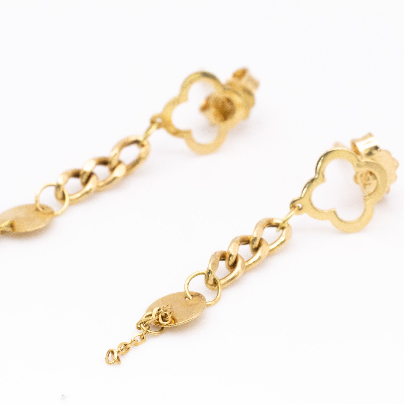 Floral Link Drop Earrings – 18K Gold