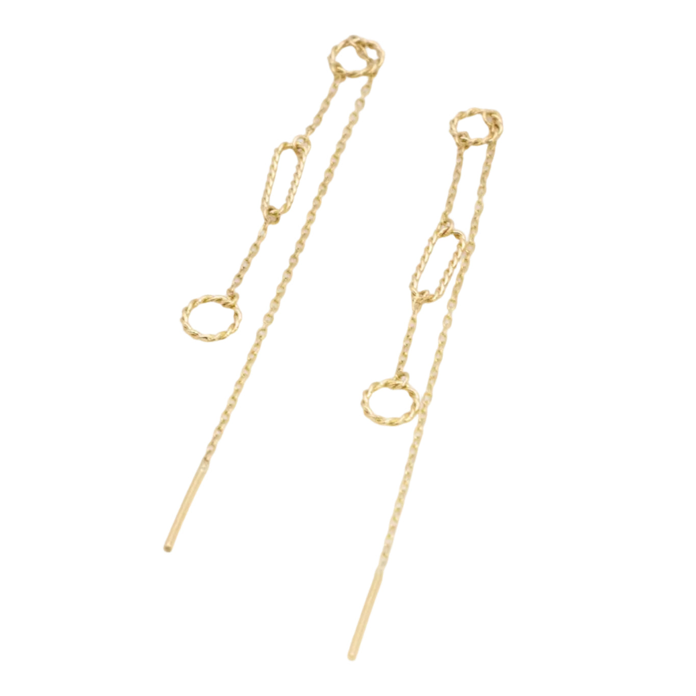 Long Link Threader Earrings – 18K Gold
