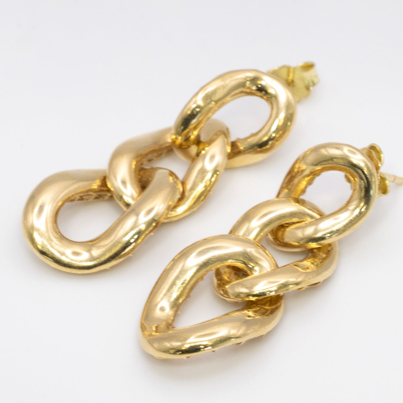 Polished Chain Link Earrings – Solid 18K Gold