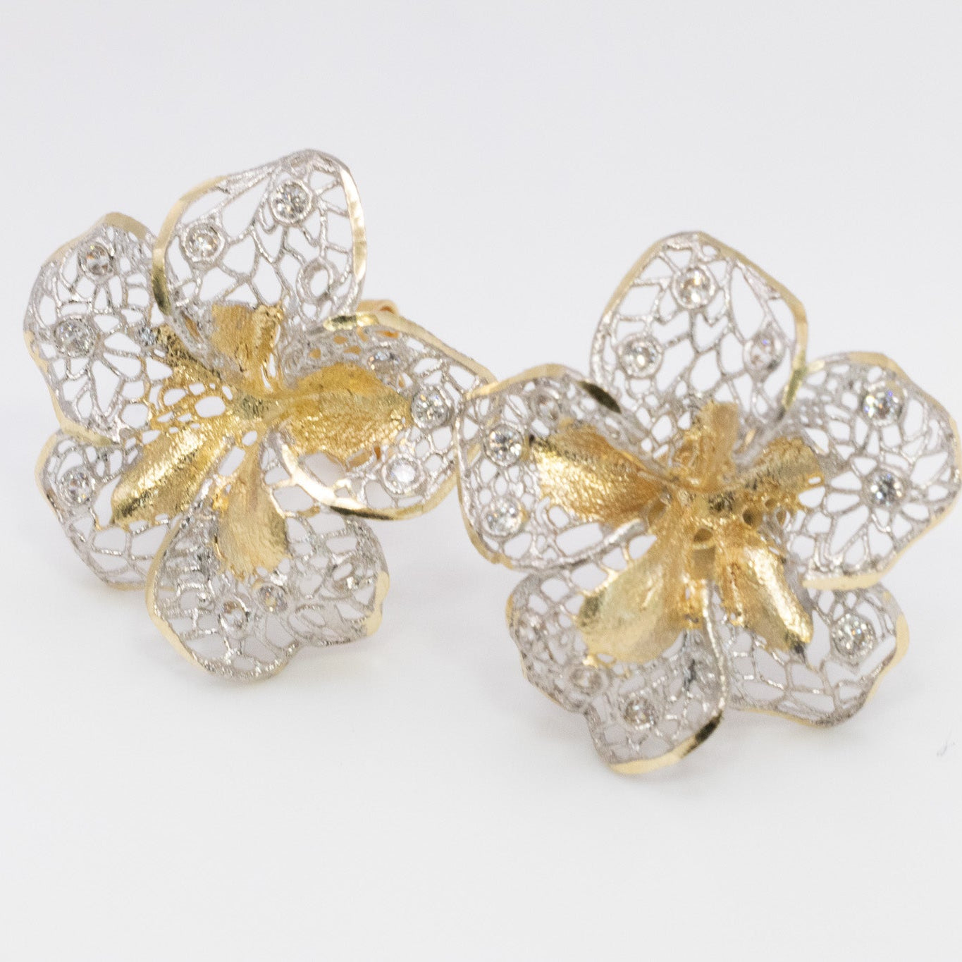 Filigree Flower Earrings – 14K Gold