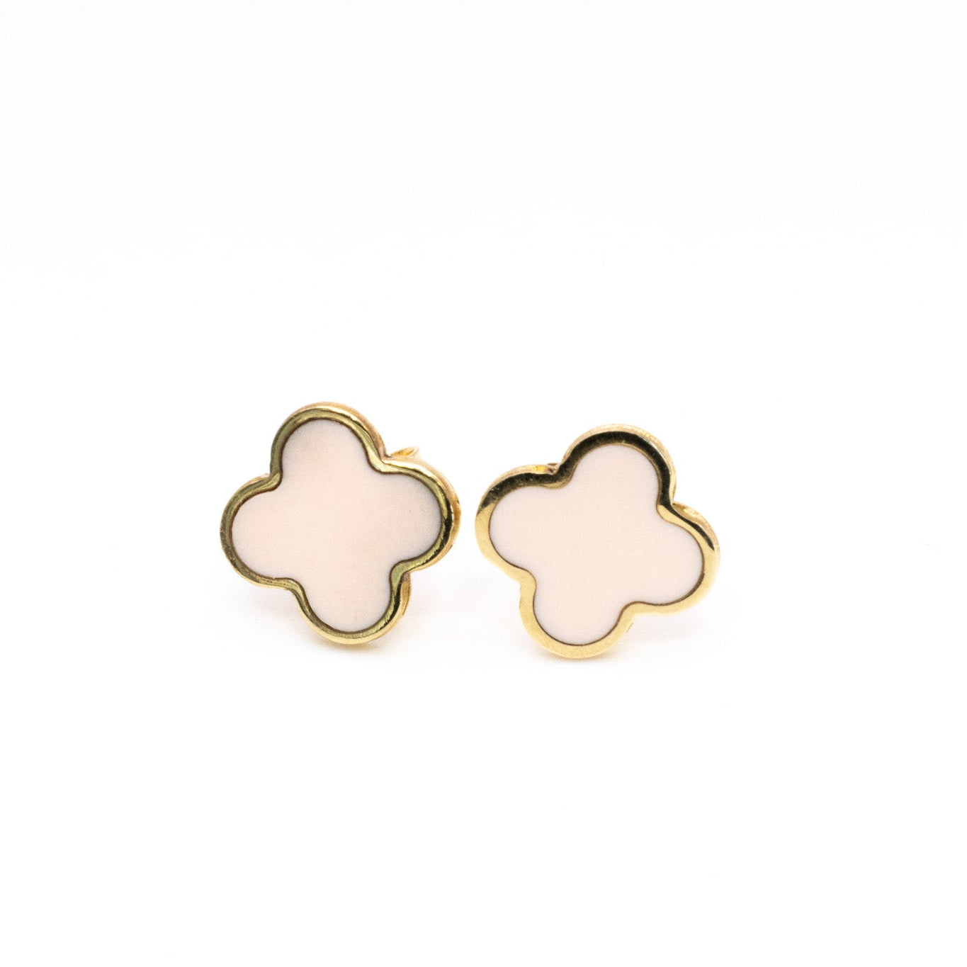 14K Pink Clover Earrings