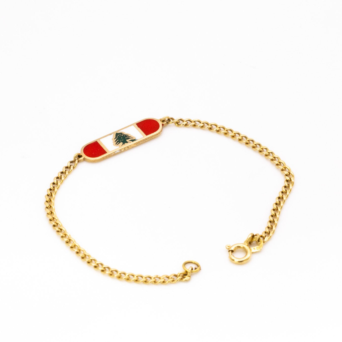 18K Lebanese Flag Bracelet