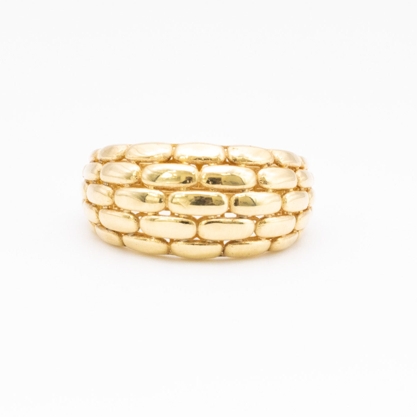 Brick Link Wide Band Ring in 18k
