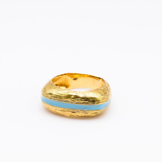 18K Turqo Hammered Ring