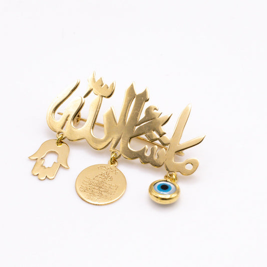 Mashallah Baby Pin in 18K Gold