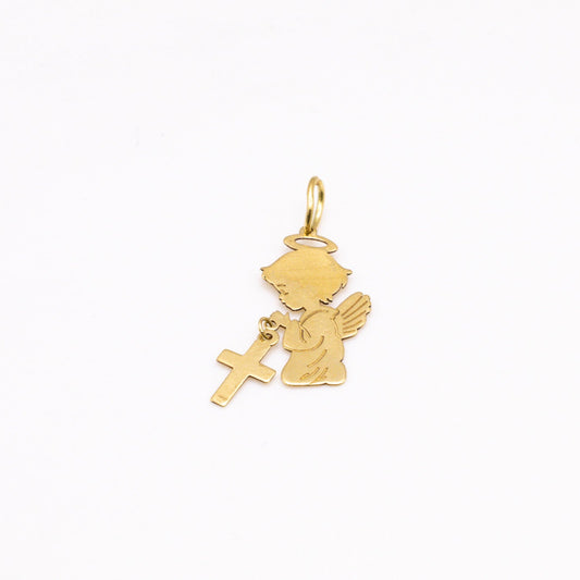 Angel and Cross Charm for Pendant in 18K